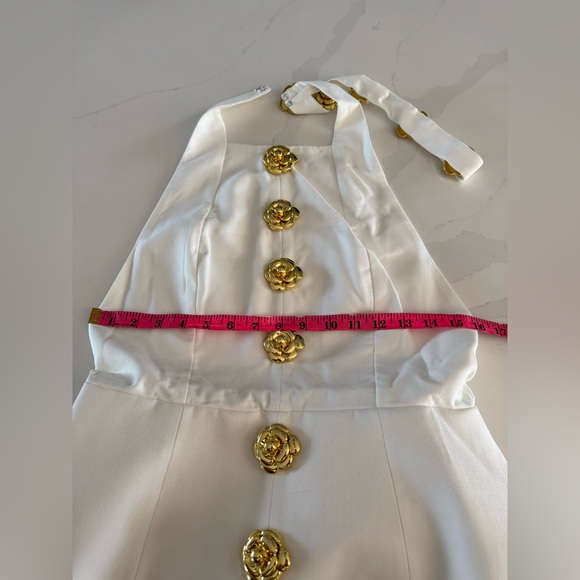 NWT | Atoir | White Backless Dress with Gold Buttons - Picture 11 of 12